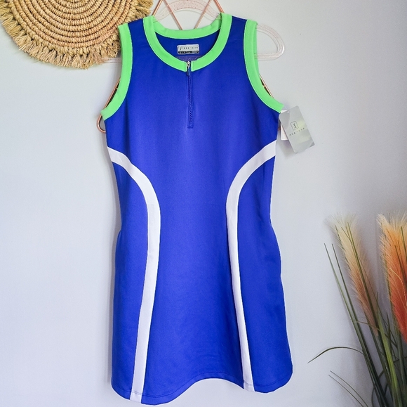 PGA Tour New, Blue Grand Slam Colorblock Sleeveless Flounce Golf Dress, SZ Small - Picture 9 of 9